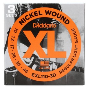 D'Addario EXL110-3D Nickel Wound Regular Light Electric Strings (.010-.046) 3 Sets
